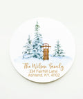 Winter Sleigh Christmas Return Address Sticker